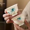 2PCS  Ceramic Hand-painted Tea Cups Chinese Plant Patterned Tea Bowl Living Room Coffee Cup Household Tea Ceremony Accessories