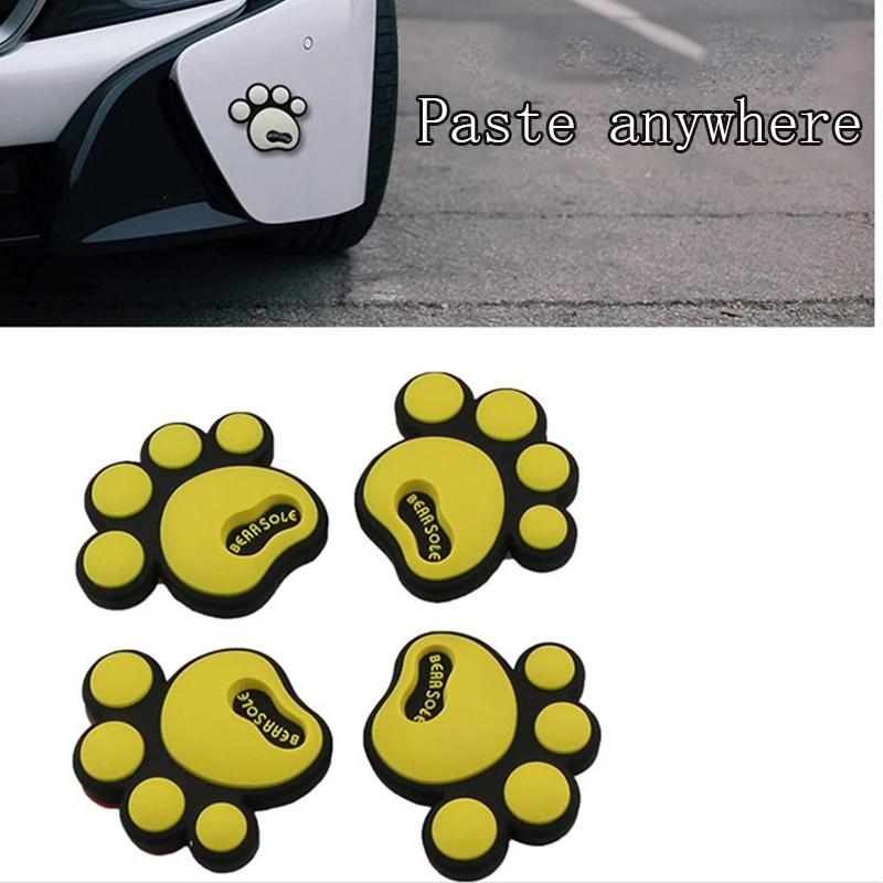 4Pcs Cute bear's-paw Car Door Edge Guard Strip Scratch Protector Anti-collision Corner Bumper Protective Sticker Decoration