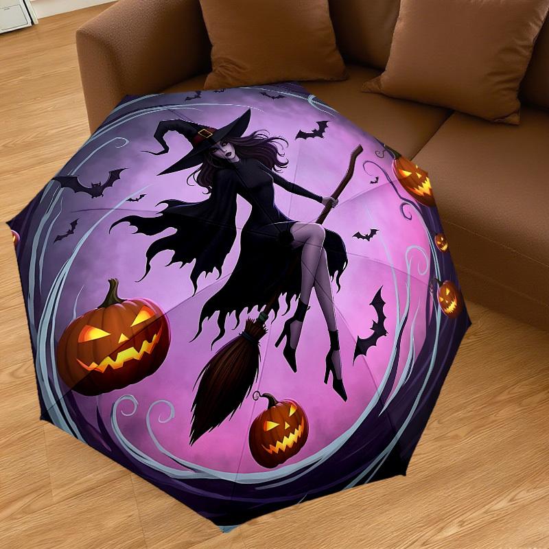 1PC Halloween Witch Umbrella-8-Rib Reinforced, Automatic Open, Lightweight & Durable, Cute Fashion Accessory for Outdoor-T176