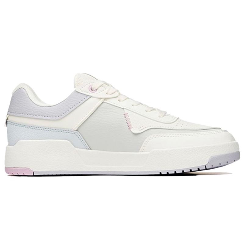 Anta Life Collection Wafers Durable Breathable Low-Top Skateboard Shoes Women's White Gray Purple Sneakers 922118081-1
