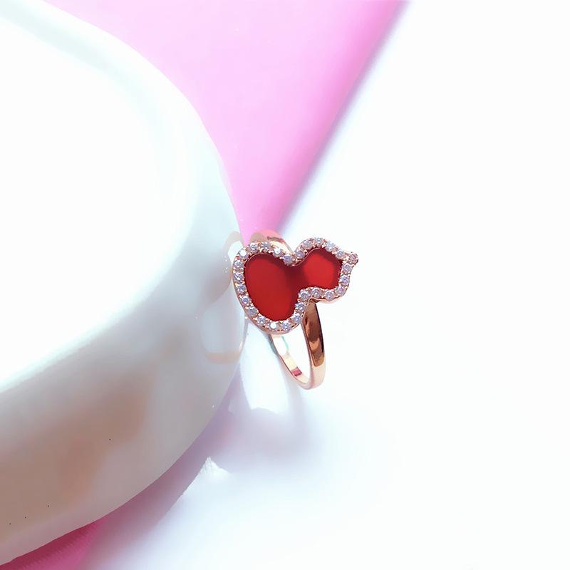 Russia 585 Purple Gold Plated Rose Gold Color Gold Classic Personality Versatile Red Lucky Gourd Ring