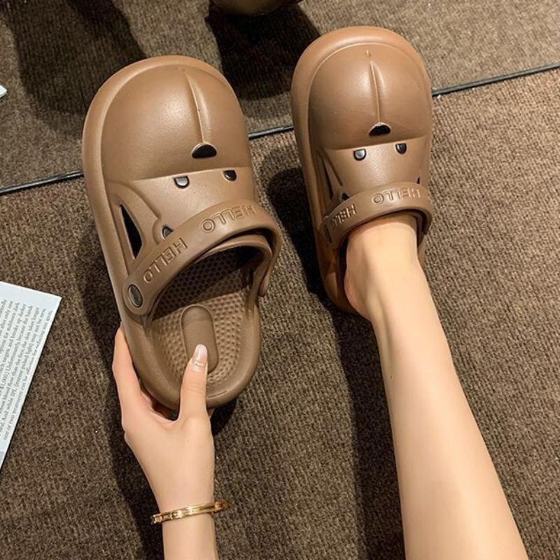 Módní dámské pantofle a dámské sandály Kawaii měkké boty roztomilé zvířecí nazouváky bílé léto 2024 v akci stylové ale levné