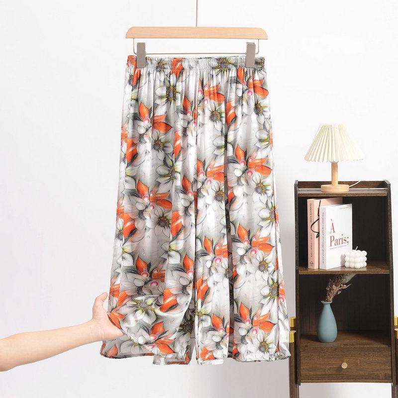 Stylish Cotton Silk Plus Size High Waist Cropped Skirt Pants - Lightweight, Versatile, and Perfect for Summer.