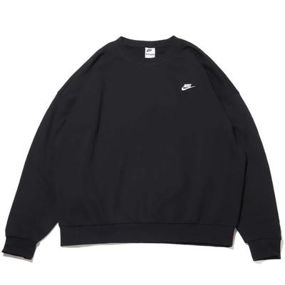 Nike Club Oversized Crew Neck Sweatshirt With Logo Men Sweatshirts Black HJ1820-010