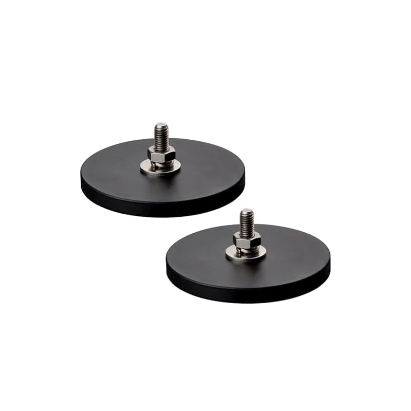 MUTUACTOR Neodymium Rubber Coated Magnets, 100 Lbs, Strong Rubber Rare Earth Magnets, M8 Male Thread, 2 Pieces, Non-Scratch Mounting Magnets for