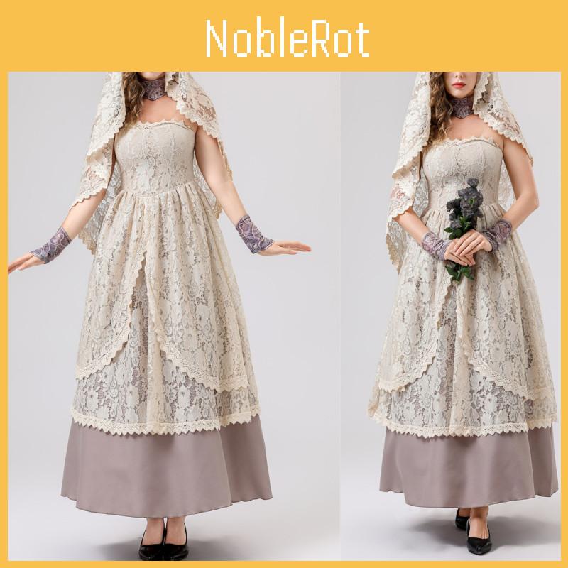 Glamorous Halloween Costume Lace Long Dress With Hood For Women's Cosplay
