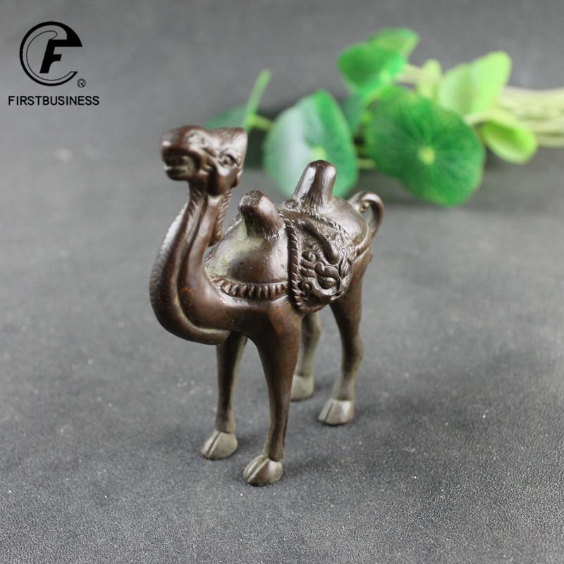 Silk Road Desert Camel Figurines Miniatures Pure Brass Retro Animal Statue Desk Decoration Ornaments Home Decor Sculpture Crafts