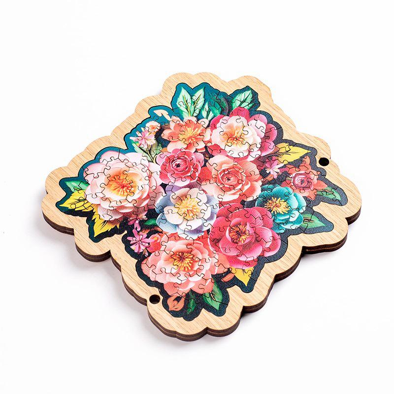 

Camellia Irregular Shape Wooden Jigsaw Puzzle – Creative Educational Art Ornament for Kids Birthdays Large