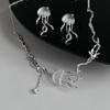 Jellyfish Shape Necklace/Earrings Delicate Decorative Jewelry Accessories Lightweight Jellyfish Pendant Necklace/Earring