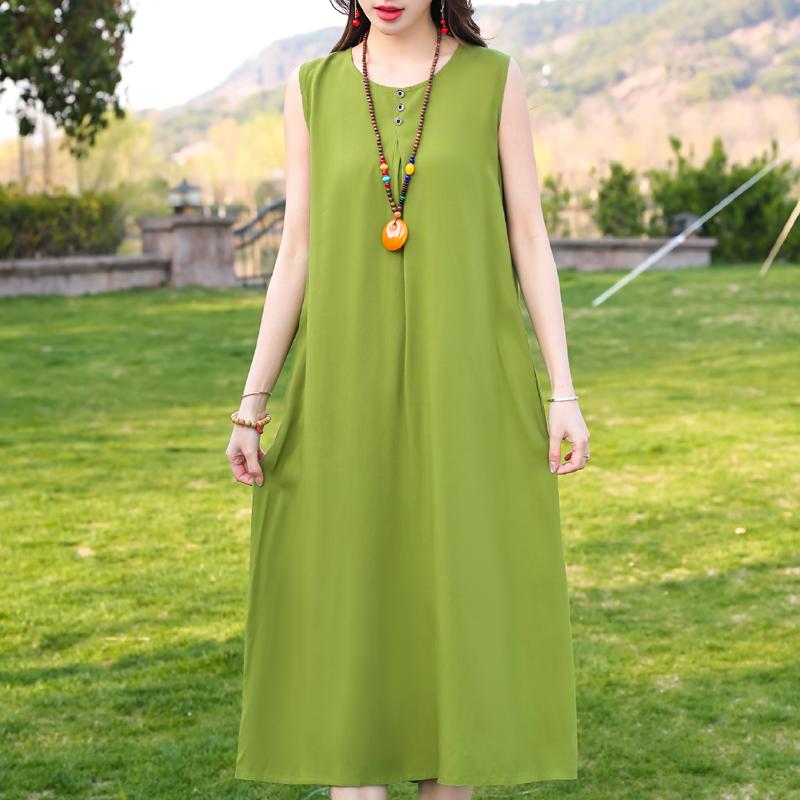 Plus Size Women's Elegant Dresses Loose Summer Sleeveless Dress Female Vintage Clothes