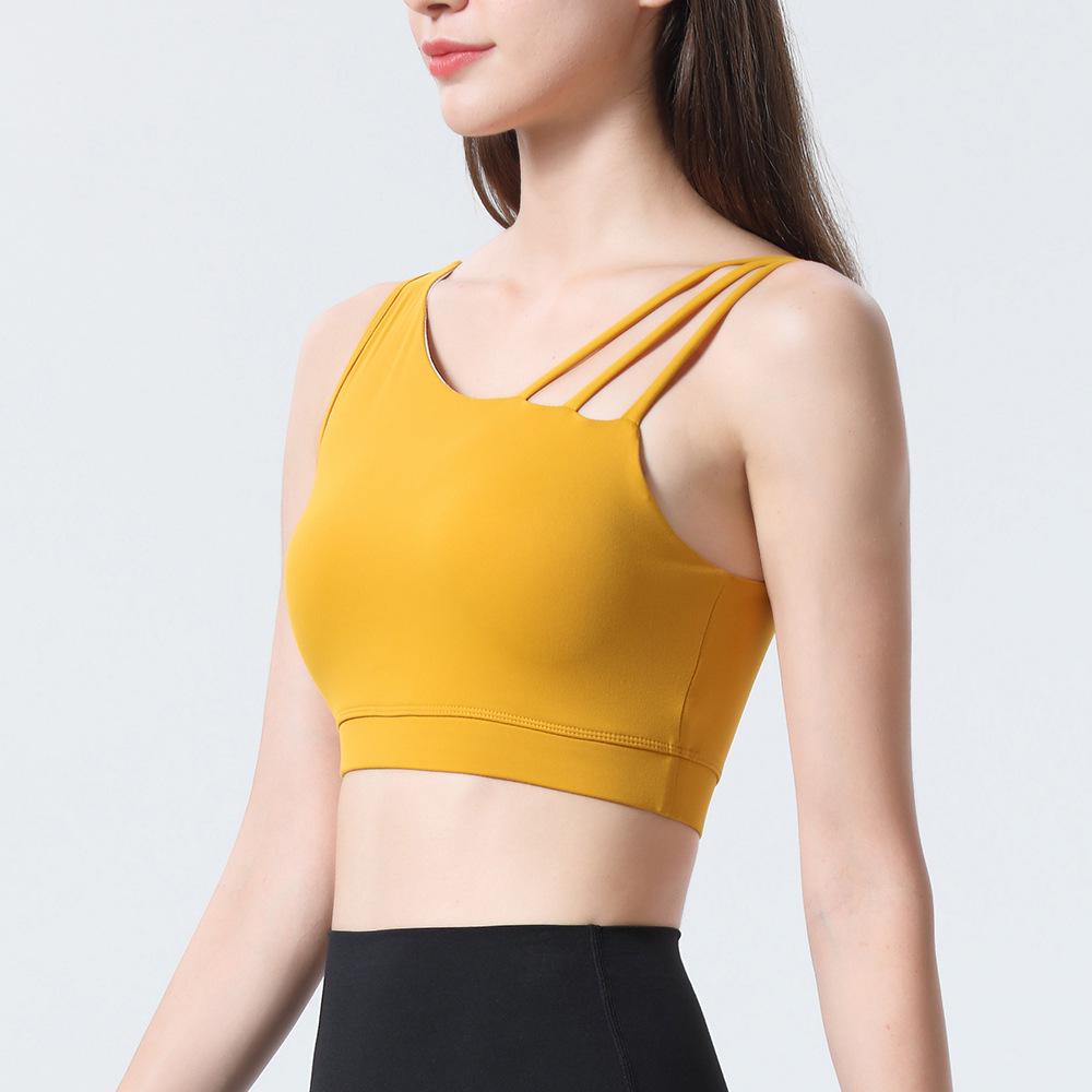 Women's Fixed Cup Straps Yoga Camisole - Padded Sports Top for Outdoor Pilates and Fitness