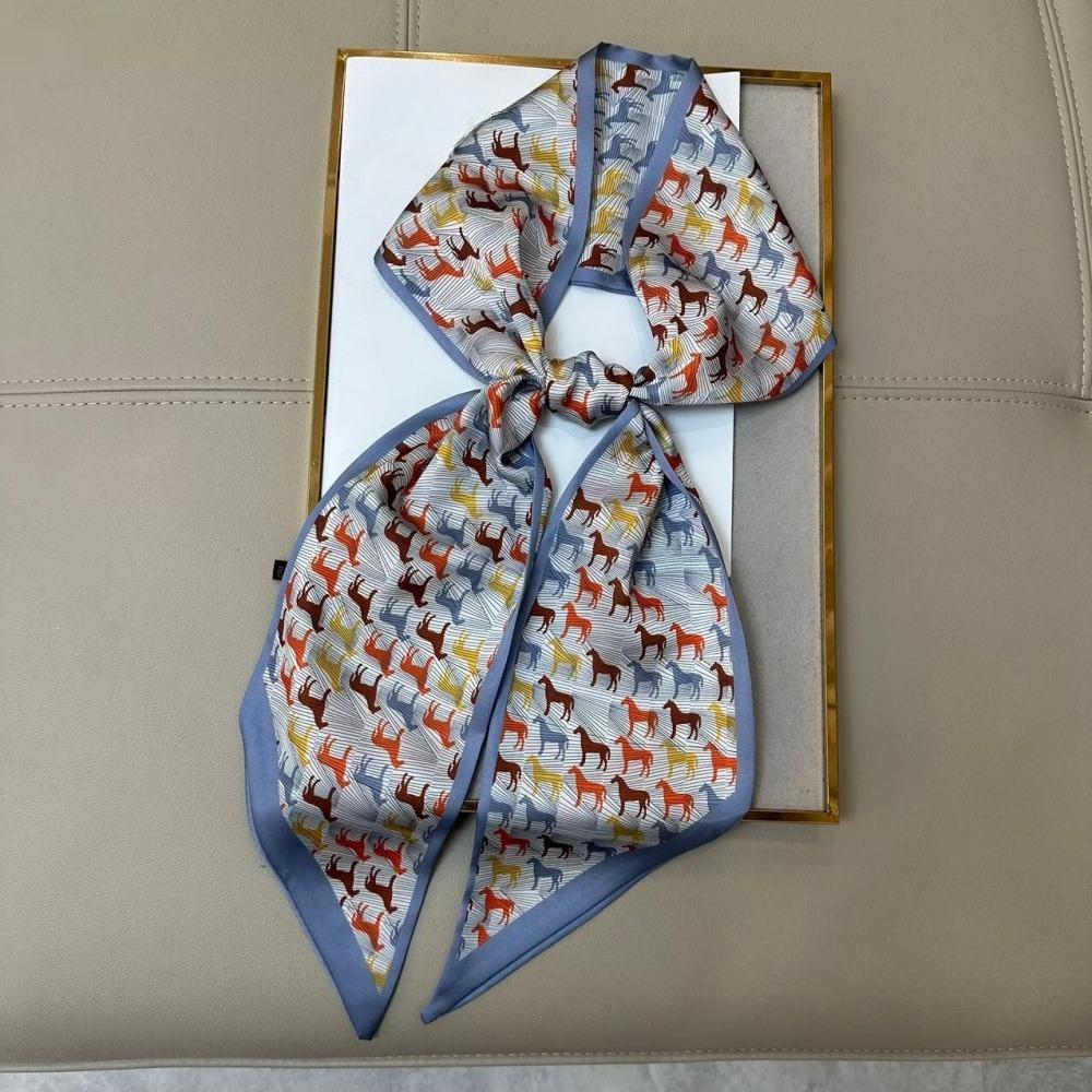 

145x14cm Cashew Print Angled Scarf Polyester Fiber Scarf for Women s All Seasons Suitable for Hair Binding Bag Binding and Belt 8Y небесно-голубой