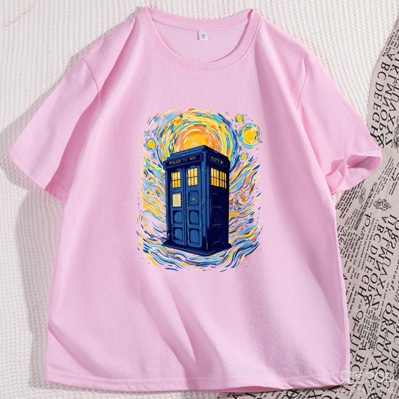 Sternenblaue Box Gedruckte T-Shirts Herren Damen Lustige Van Gogh Grafik T-Shirts Freizeit Baumwolle Kurzarm Rundhals T-Shirts