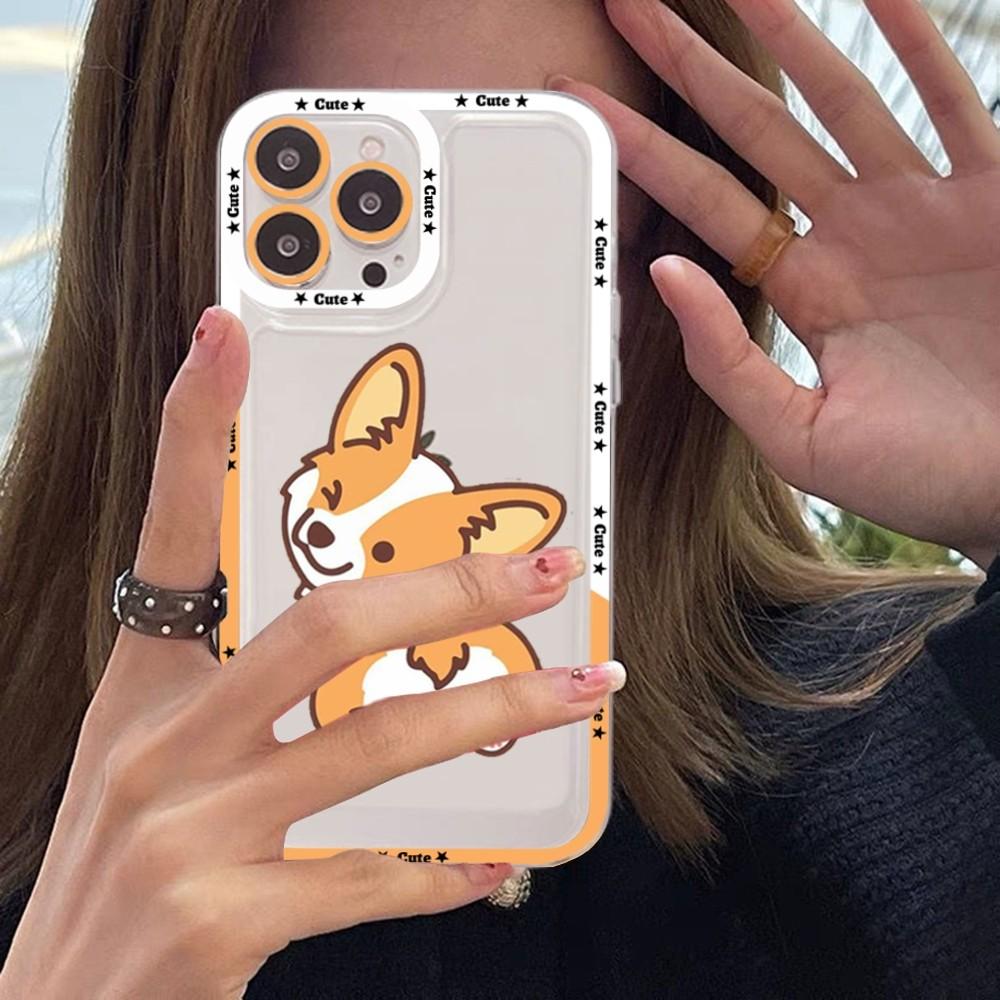 Cute Cartoon Corgi Phone Case For iPhone 15 14 13 12 11 Pro Max XS X XR Mini Protective Cover