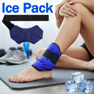 Adjustable Ankle Ice Pack Hot Cold Therapy Wrap 360° Support for Pain Relief Sprains Reusable Freezable Compression Brace