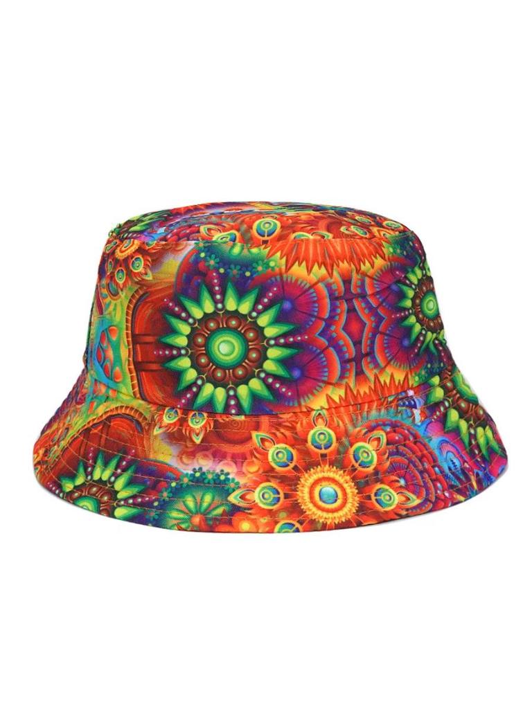 Unisex Bucket Hat with All-Over Mushroom Print Lightweight Breathable Fabric Casual Outdoor Sun Protection Hat for Travel Beach Fishing