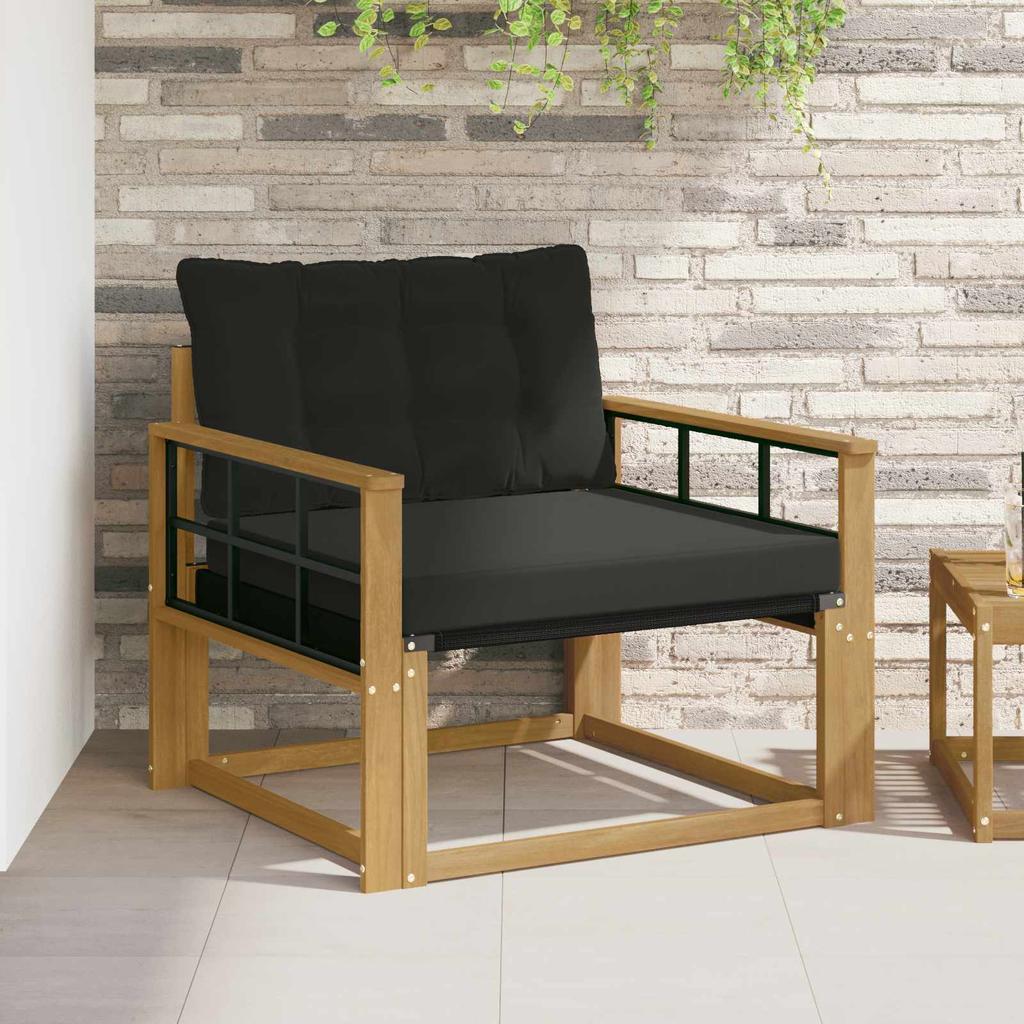 Outdoor Sofa Set Solid Acacia Wood and Textilene White