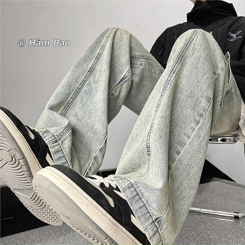 Tooling Jeans Men's Autumn and Winter Oversize Guochao Wide-leg Pants Tide Brand American High Street Loose Straight Pants