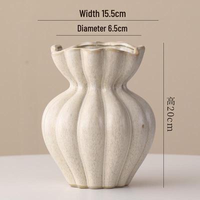 Handgefertigte Keramikvase im Wabi-Sabi-Stil für frische Blumen, Retro-Distressed-Finish, Wohnzimmer-Dekorationsakzent, Leichte Luxusornamente, E18