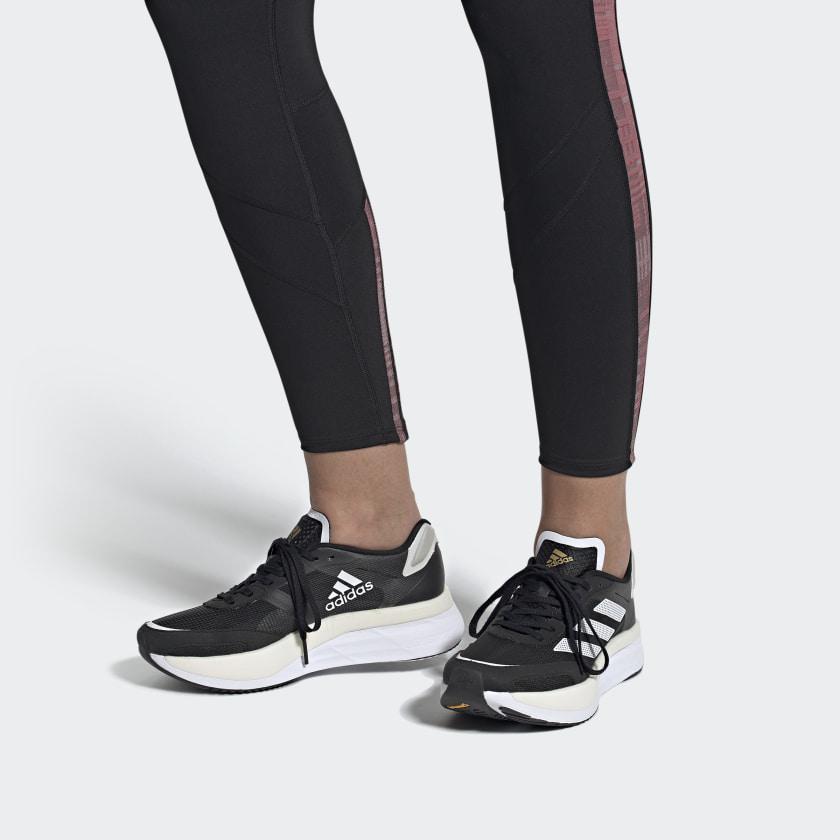 Adidas Adizero Boston 10 Black White Women Sneakers Core-Black Cloud-White Gold-Metallic H67515