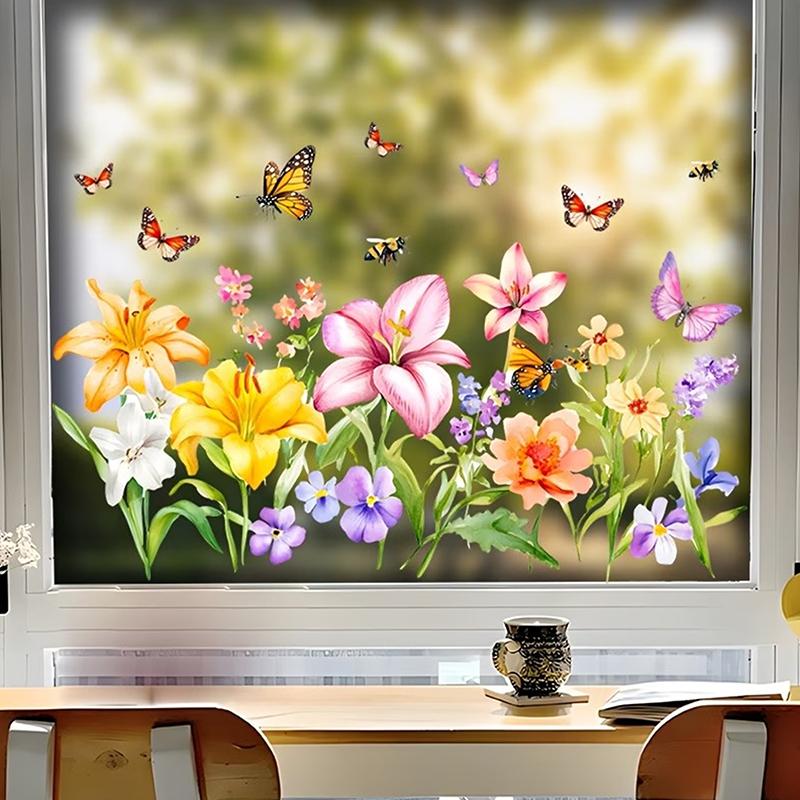 Blumen Wandaufkleber Abnehmbar Selbstklebend Badezimmer Aufkleber Küchenspüle Rückwand Dekoration Fliesen Aufkleber