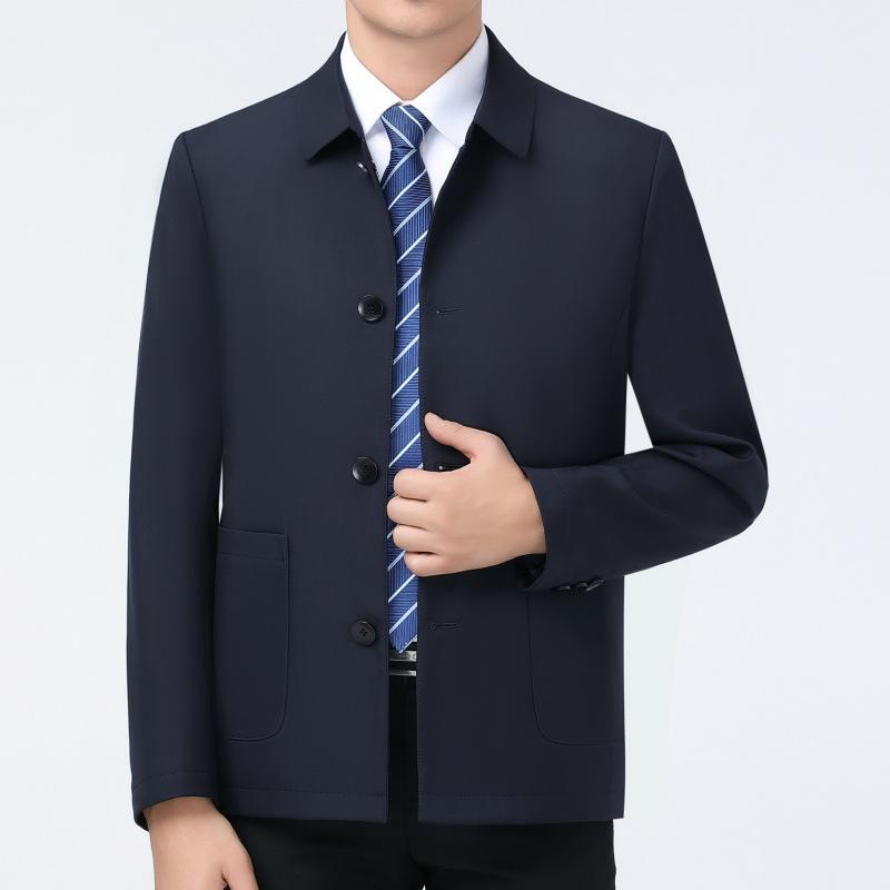 Middle-aged and Elderly Men's Spring and Autumn Thin Versatile Business Casual Civil Servant Tops Dad's Spring Coat Lapel