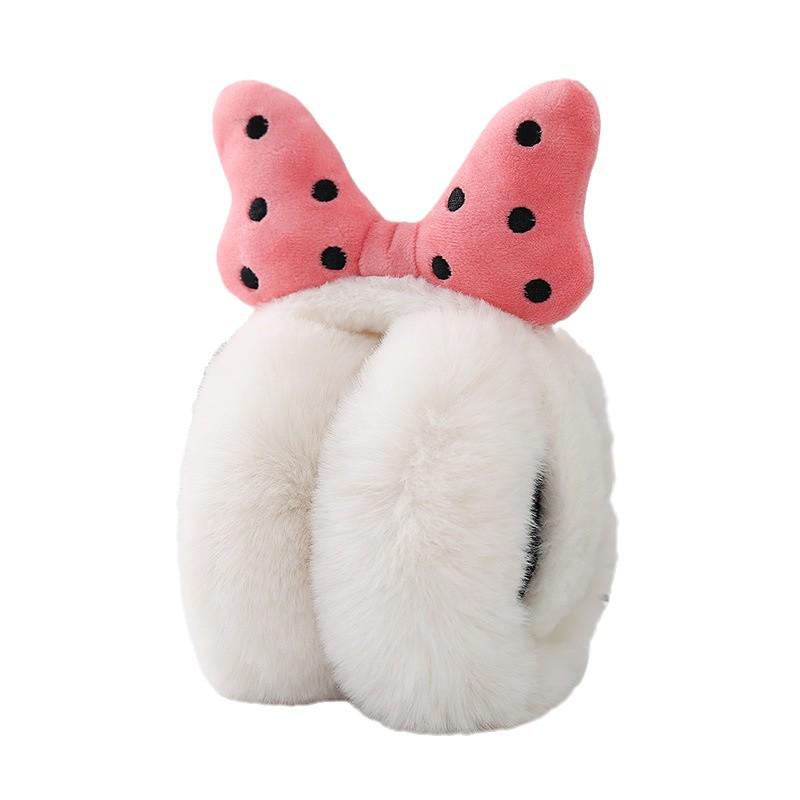 Foldable Plush Winter Earmuffs with Cute Bowknot - Thick, Warm, and Cold-Proof