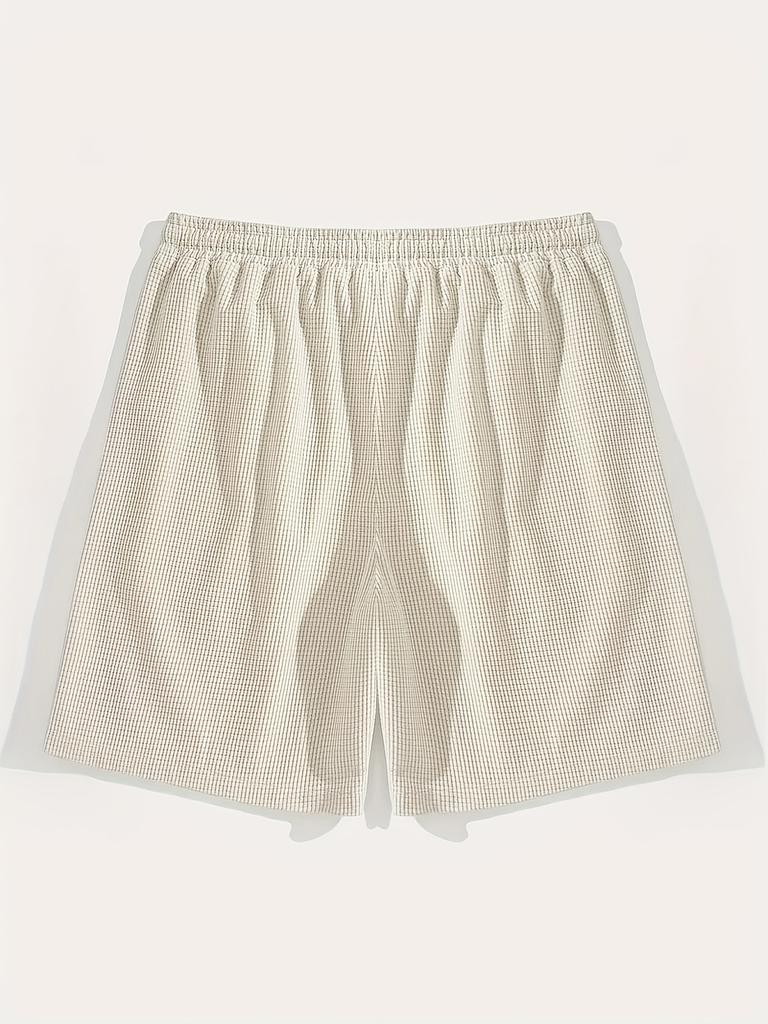 Men's Textured Casual Shorts with Drawstring Waist, Lightweight Polyester Fabric, Pockets for Casual Wear, Beach or Outdoor Activities