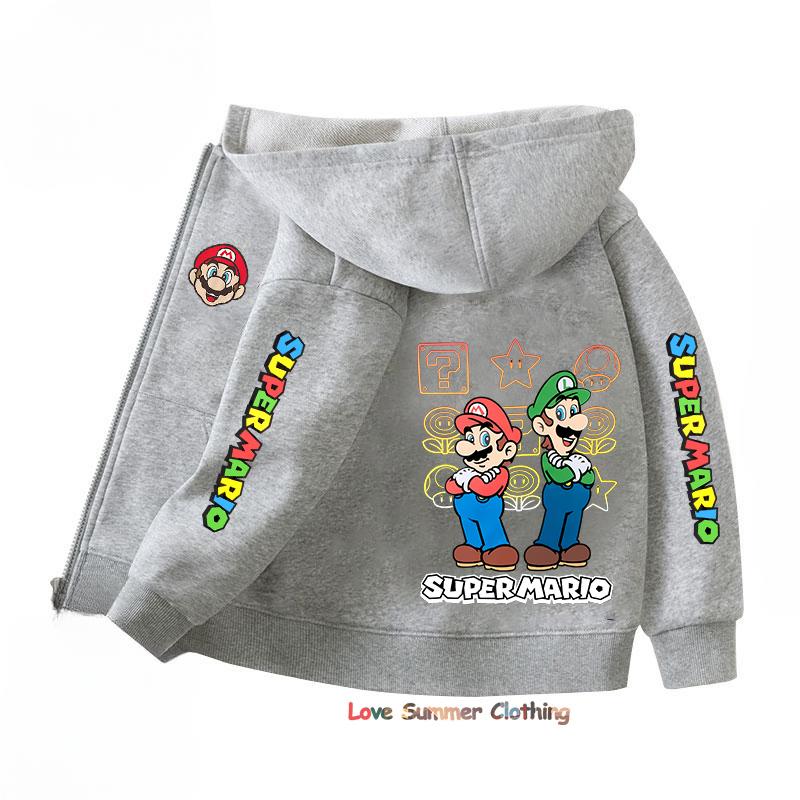 Spring Autumn Hoodie Zip Up Game Pattern Mario Children Hoodie Kids Boy Girl Clothing Pullover Cartoon Printed Top Sweatshirt
