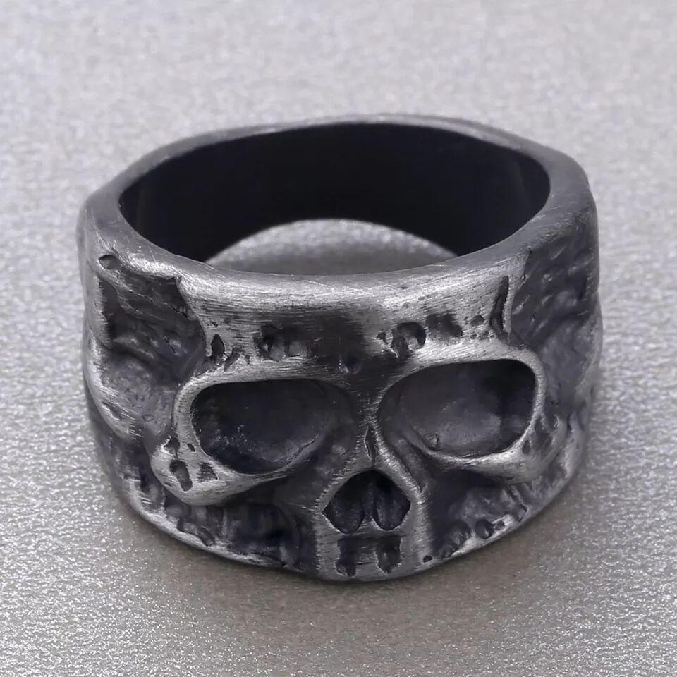 Retro Half Face Skull Ring For Men Vintage Punk Gothic Rock Hiphop Ring Bikers Accessories Handmade Designer  Unisex Gift