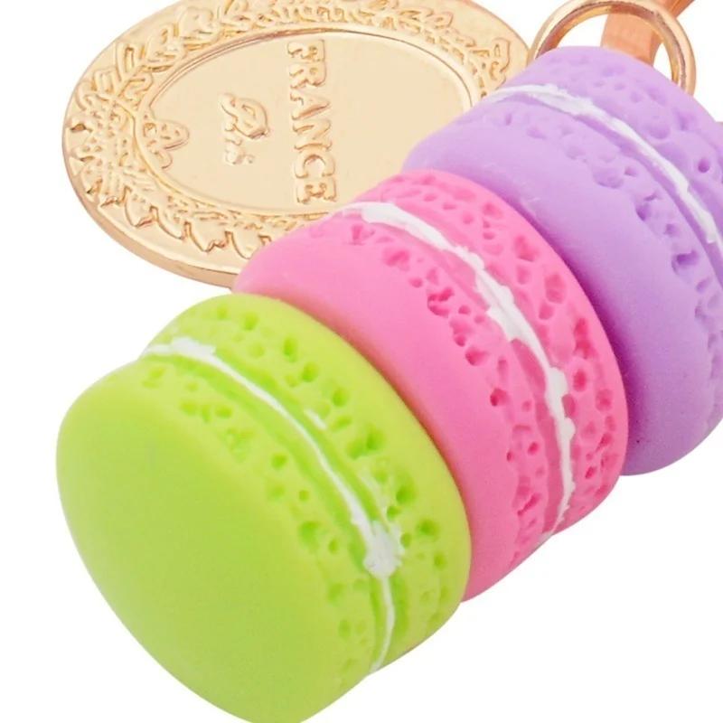 Resin Macaron Cute Macaron Bag Charm Keychain Romantic Metal Tower Keychain Car Keychain Gift (Random Color)