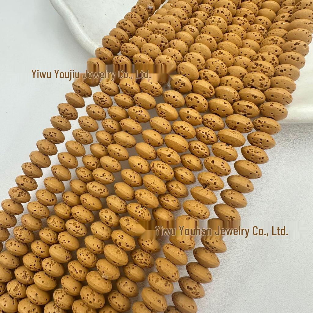 Solid Color Lava Stone Abacus Bead Bracelet Necklace DIY Jewelry Accessories