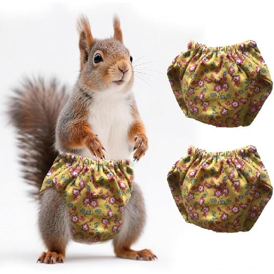 2PCS Small Pet Diapers,Adjustable Sugar Glider Diapers Climbing Diapers,Washable,Specially Designed for Use On Pet Squirrels Small Medium Guinea Pig.