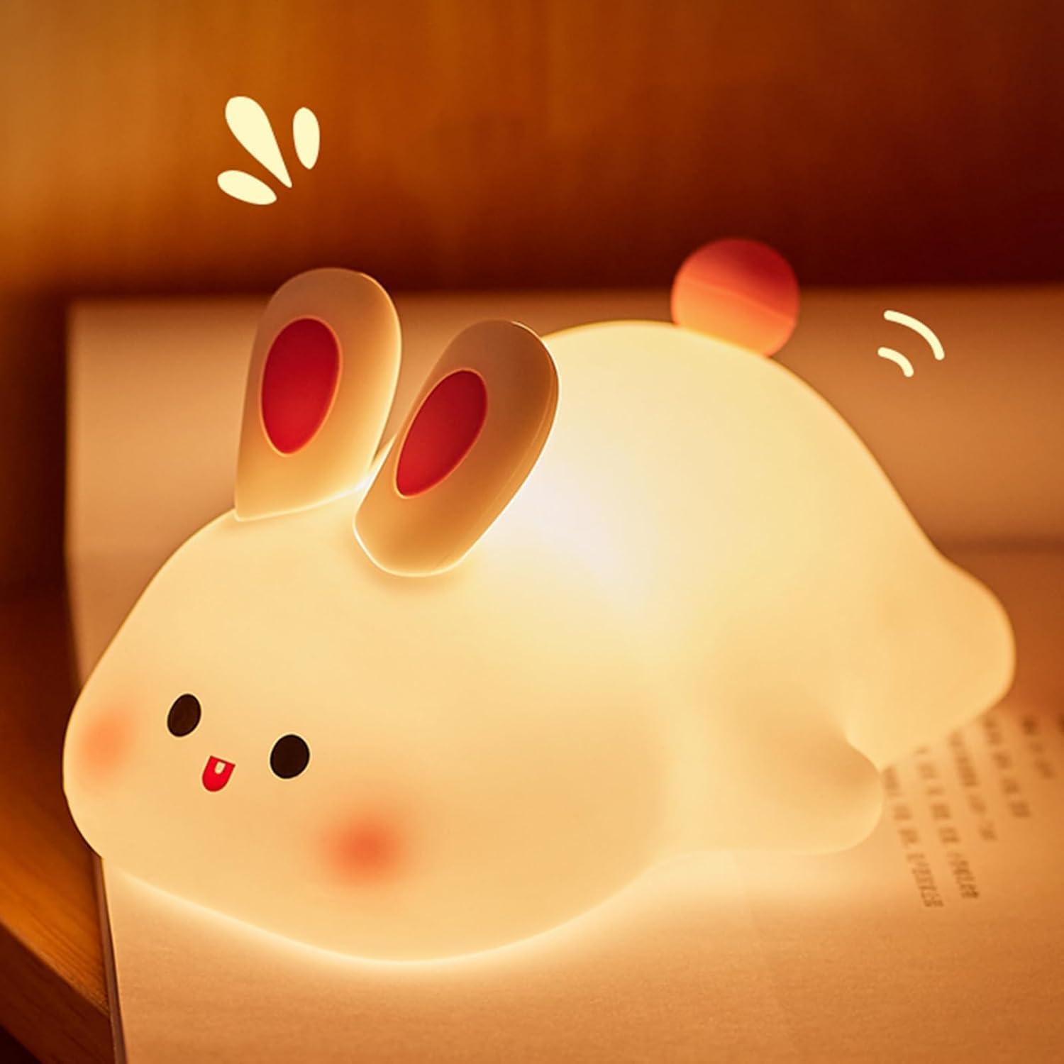 

Rabbit Night Silicone Lamp USB Powered Timing Rechargeable Bedside Touch Night Lights for Kid Room Living Room Gift Party Read