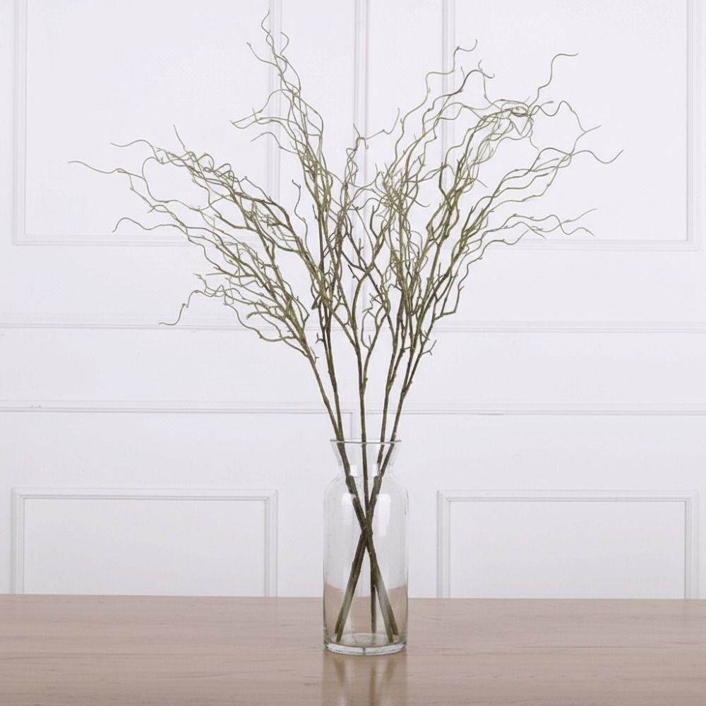 120cm Length Artificial Willow Branch Realistic Design 4-Fork Simulation Tree Branch Curly Shape Soft Texture Simulation Flower
