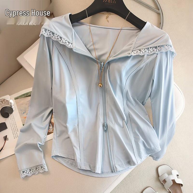 Women s Hooded Lace Patchwork Long Sleeve Jacket M
