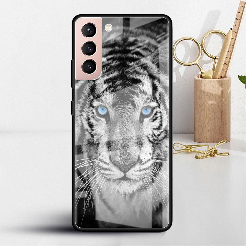 

Стеклянный чехол для Samsung Galaxy S22 S20 FE S21 Plus, чехол для телефона S10 5G S9 Note 20 Ultra 10 Lite, чехол с изображением волка и льва Samsung S21 5G
