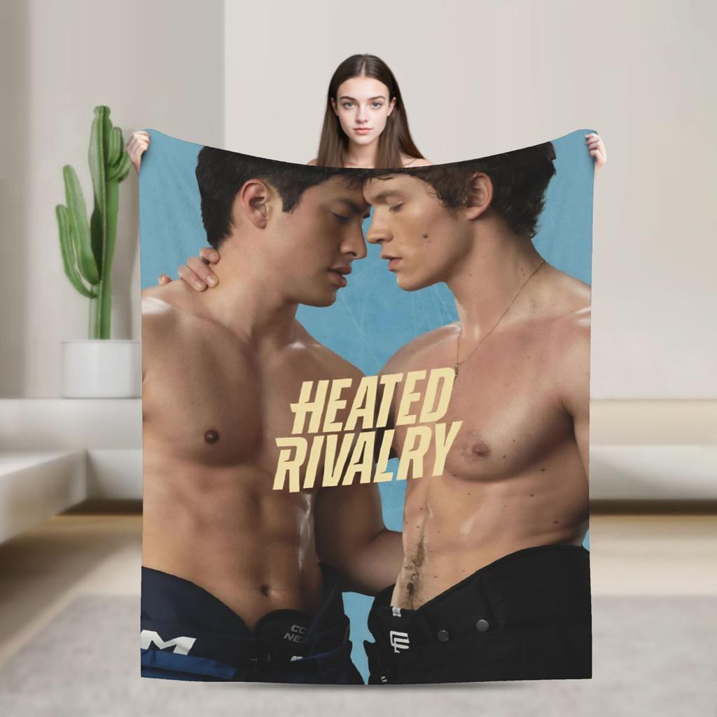 Heated Rivalry Film-Decken Warme Grafische Plüsch-Kuscheldecke für Sofa Sessel Flugzeug Reisen Flanell-Tagesdecke Bettbezug