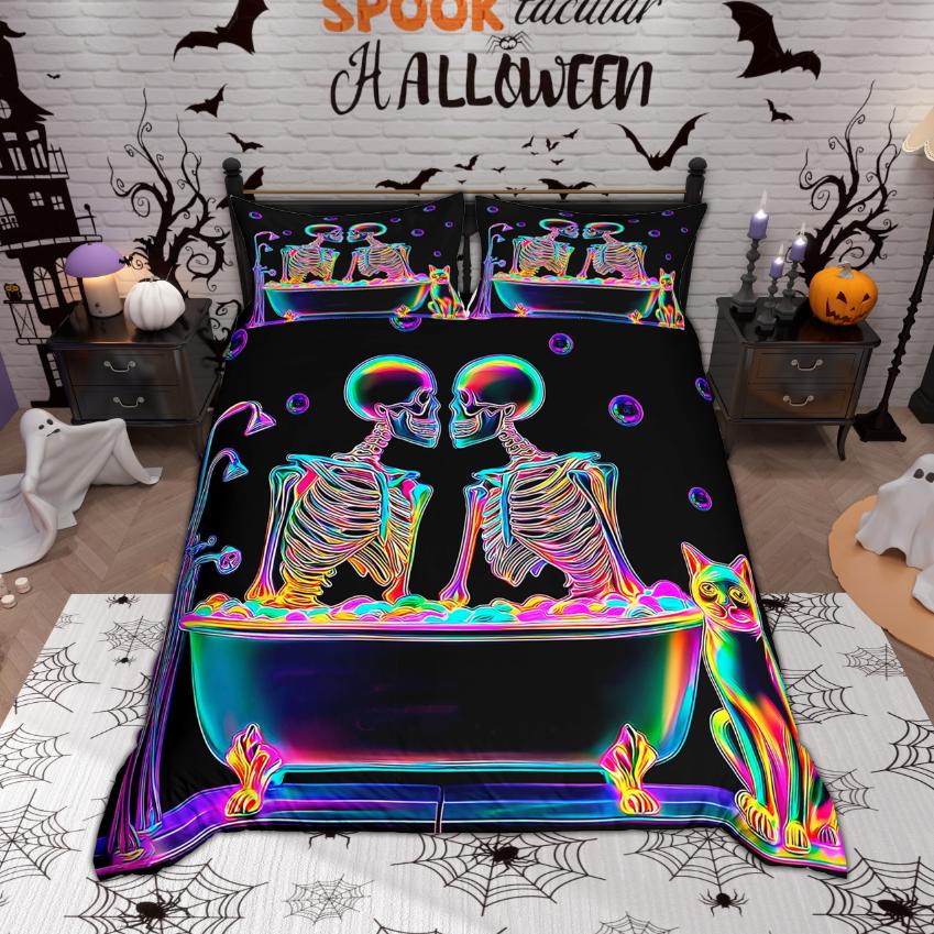 Comforter Homewish Funny Skull Skeleton 2Pcs/3Pcs Happy Halloween Bedding Treat Or Trici