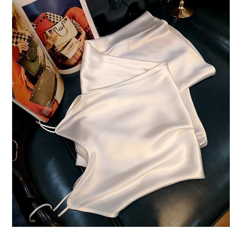 032 Women's Plus Size A-Line Satin Suspender Dress - Summer French Style