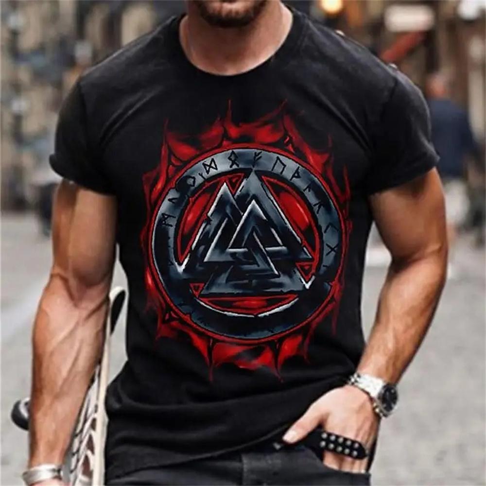 Men's Skull Motorcycle Retro T-Shirt Cotton Printed Short Sleeve Shirt Oversized Fashion Cool Men's Street Summer Clothing