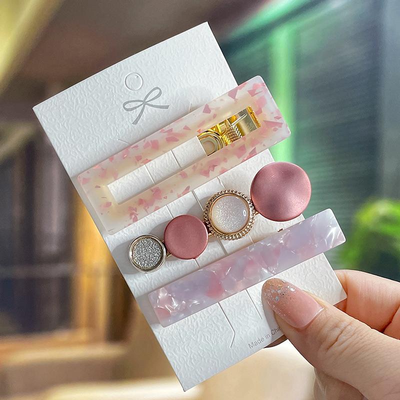 Fashion Acrylic Pearl Hair Clips Set Sweet Flower Hair Barrettes For Women Girls Korean Geometric Hair Accessories Jewelry
