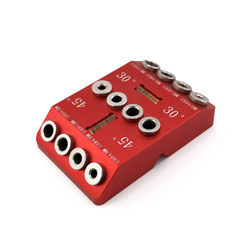 

Red 30/45/90 Degree Hole Puncher Pocket Hole Jig with Horizontal Bubble Level Suitable for Punching Holes in Corners/Round Rods красный