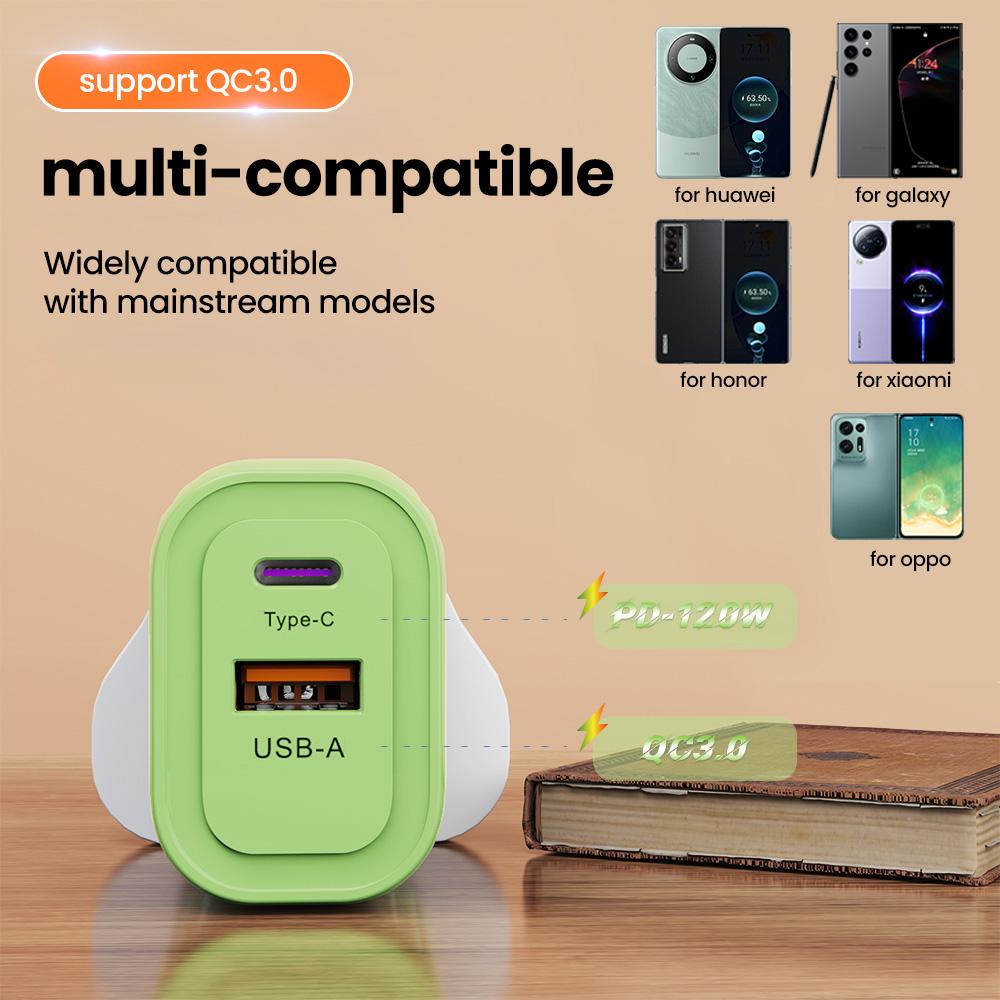 2 porty 120W rychlé nabíjení USB typ C nabíječka PD QC 3.0 USB C nabíječka EU/US/UK zástrčka adaptér pro iphone Xiaomi Samsung