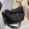 Ins Lazy Solid Color Canvas Shoulder Messenger Bag Large Capacity Student Bag 40*18*28cm
