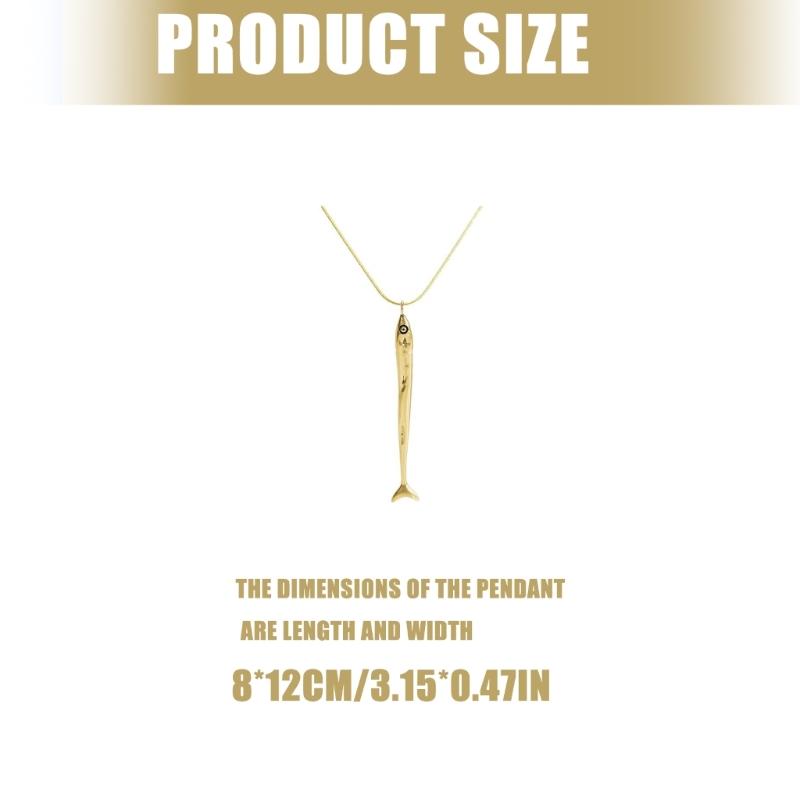 Elegant Sardine Charm Necklace Adjustable Chain Necklaces Pendant Jewelry for Everyday Elegant Outfit Enhancement