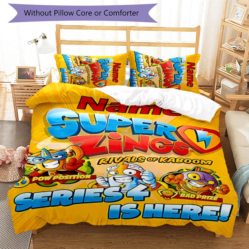 3pcs Custom Name SuperZings Bedding Set Duvet Cover Closure Includes 1 Duvet Cover & 2 Pillowcases for All Seasons Bedroom Decor