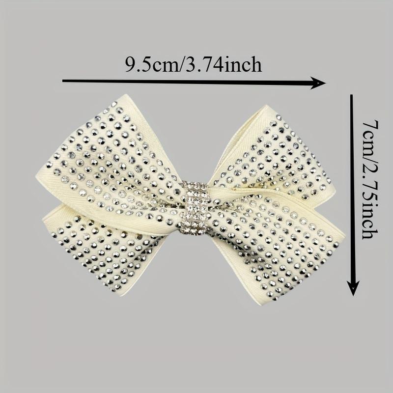 Handmade Rhinestone Bow Hair Clip for Kids - Black & Beige