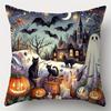Home Decor Halloween Themed Ghosts, Cats And Pumpkins Pillows Pattern Cushion Cover Suitable For Sofa Bedroom Car