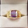 Amethyst Emerald Cut Gemstone With 925 Sterling Gold Plated Ring For Men's #B722 JL375692767213